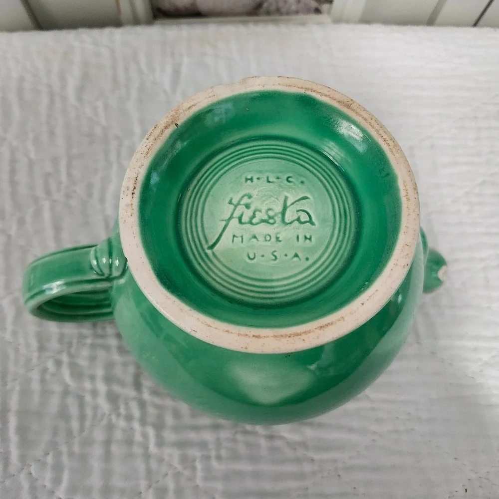 Vintage Homer Laughlin Fiesta Original Green Teapot Art Deco Ceramic Made in USA